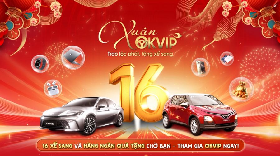 16 xế sang và hàng ngày phần quà hấp dẫn đang chờ những khách hàng may mắn nhất